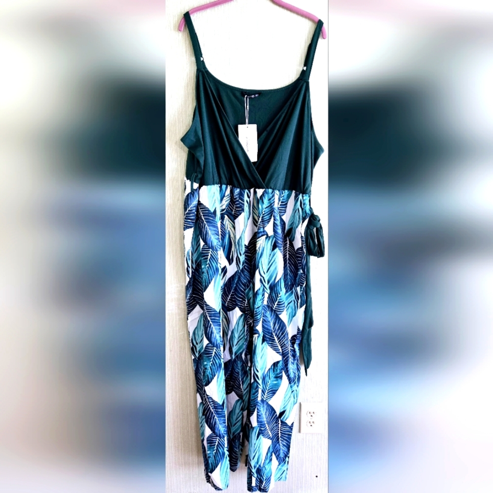 BloomChic Tropical Print Jumpsuit with Pockets
